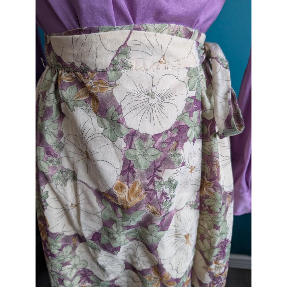 Vintage 70s Floral Maxi Skirt Wrap Style Lightweight Romantic Retro Boho - Picture 3 of 5